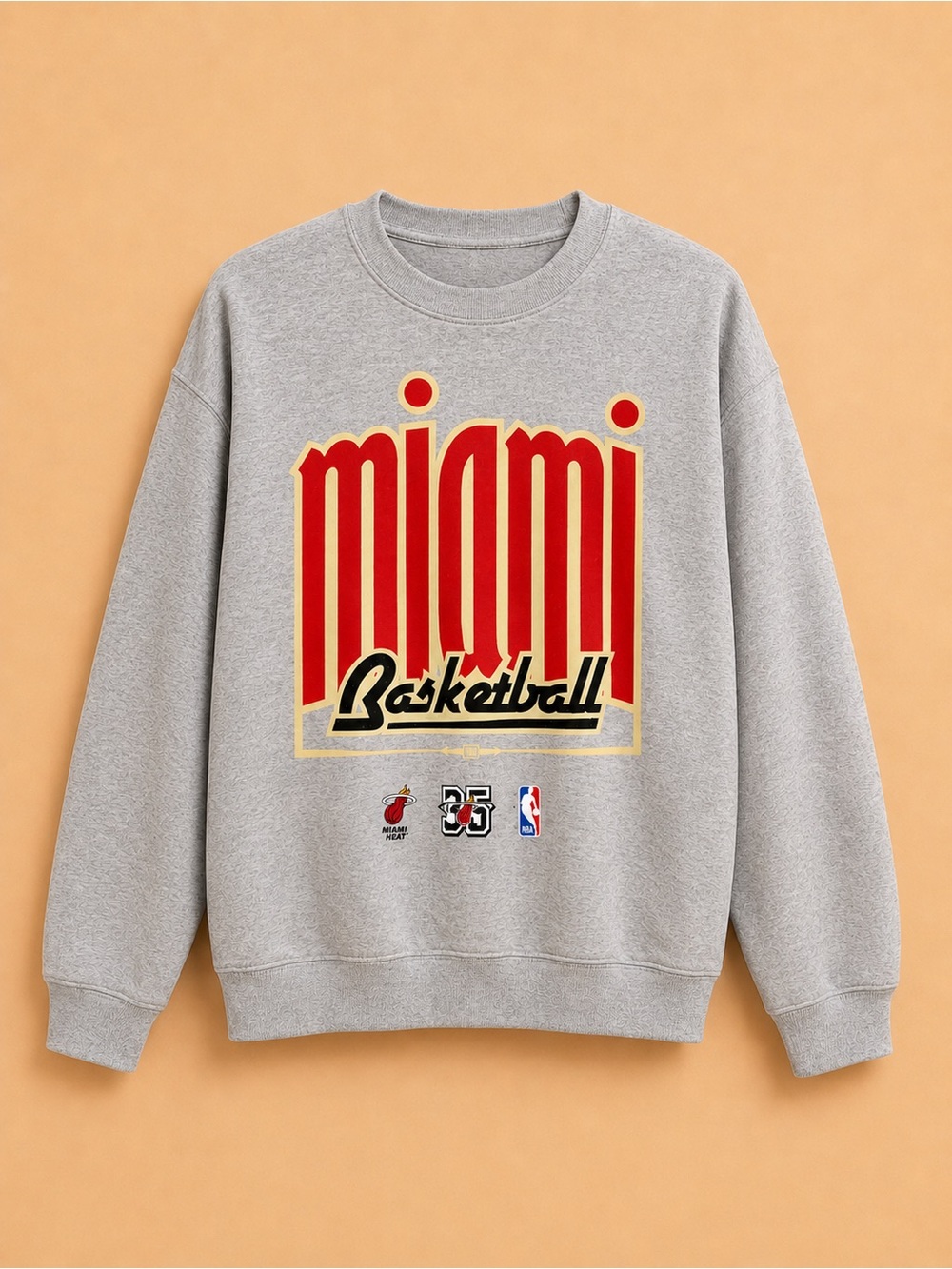 Miami Basketball Graphic Crewneck Sweatshirt - Gray